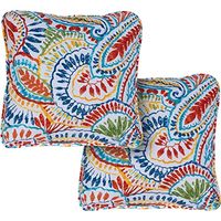 Hanover Paisley Indoor/Outdoor Throw Pillow, Decorative, Set of 2-HANTPPAIS-MLT-2, Multicolor