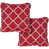 Hanover, Red Lattice Indoor/Outdoor Throw Pillow, Decorative, Set of 2, 2 Count