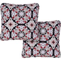 Hanover, Red/Black Medallion Indoor/Outdoor Throw Pillow, Decorative, Set of 2, 2 Count