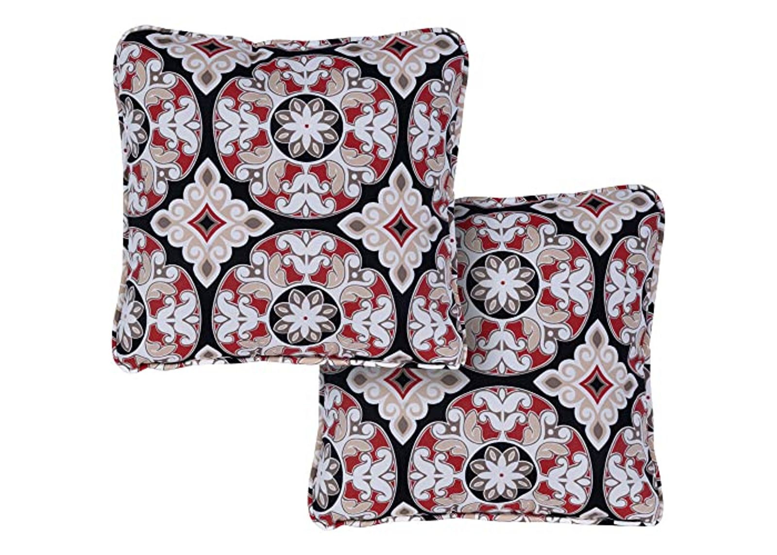 Hanover, Red/Black Medallion Indoor/Outdoor Throw Pillow, Decorative, Set of 2, 2 Count