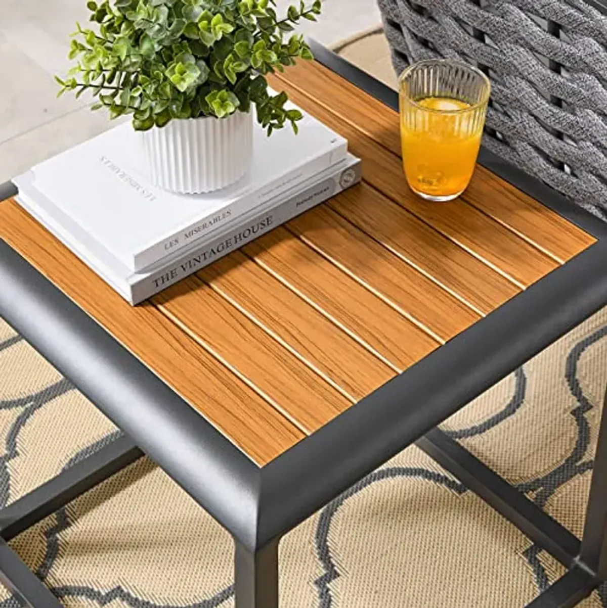 Modway Stance Outdoor Patio Aluminum Side Table in Gray Natural Sectional