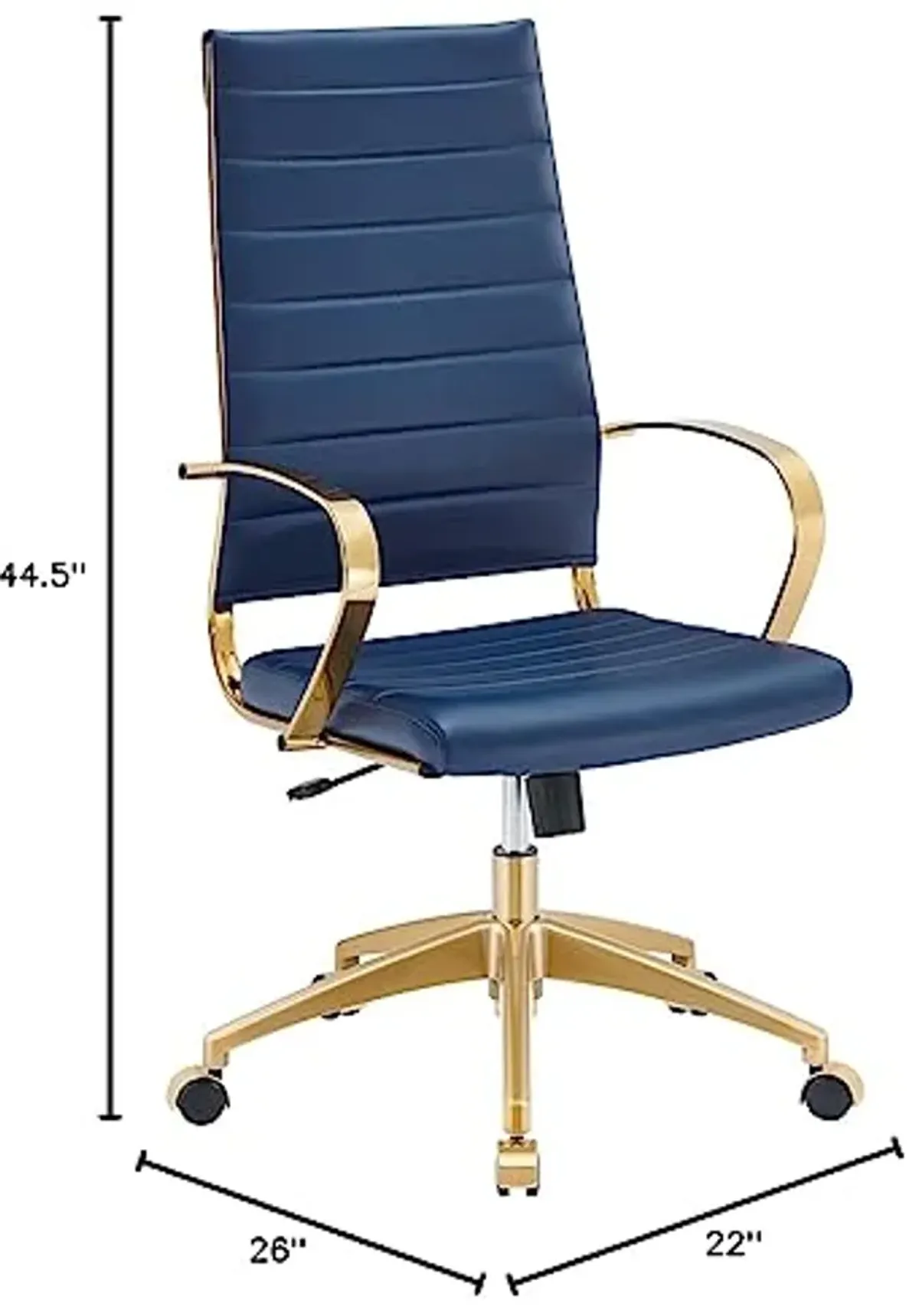 Modway Jive Stainless Steel, High Back Office Chair, Gold Navy