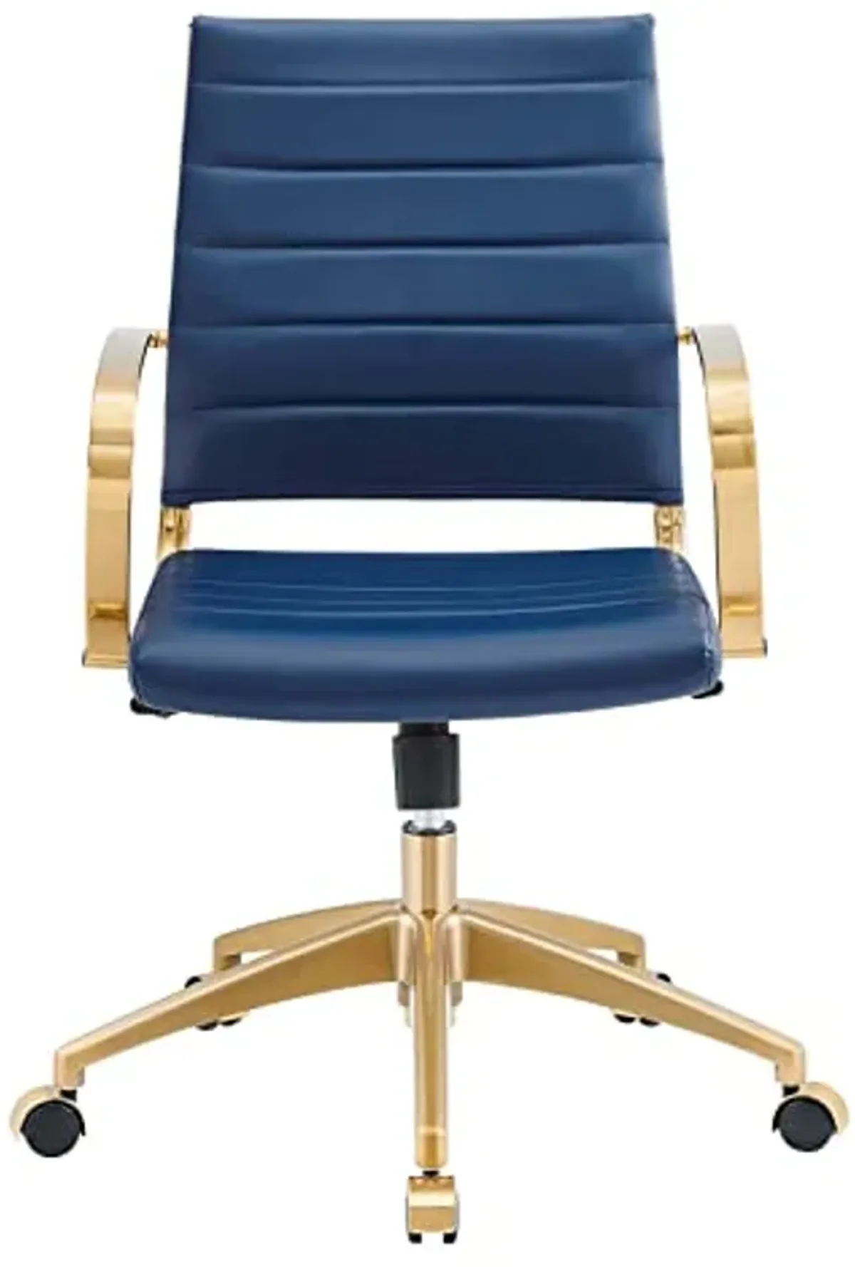 Modway Jive Stainless Steel, Mid Back Office Chair, Gold Navy