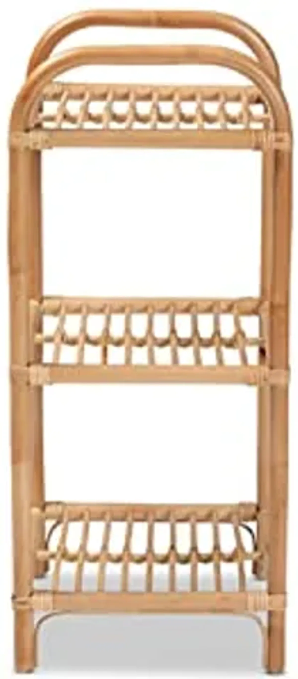 Baxton Studio Barras Modern Bohemian Natural Brown Finished Rattan 3-Tier Display Shelf