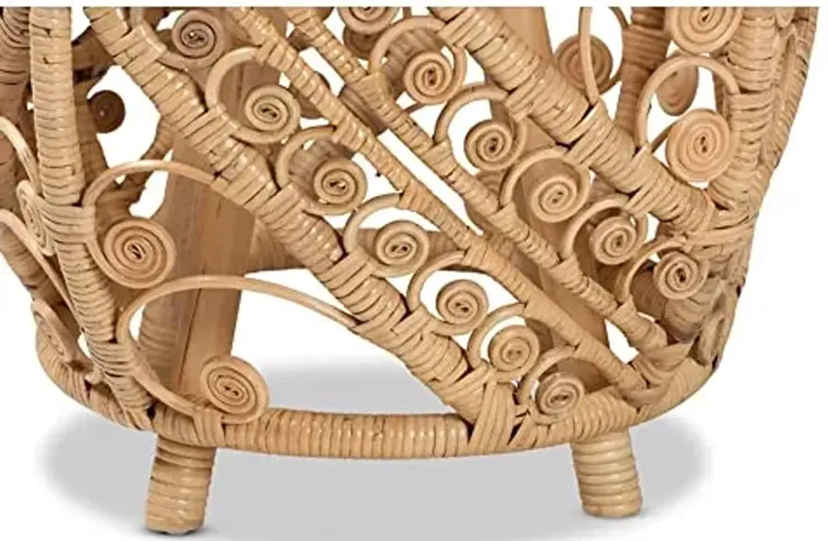 Baxton Studio Saranna Modern Bohemian Natural Brown Finished Rattan End Table