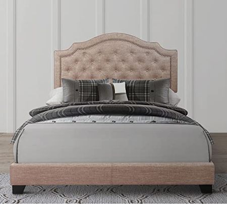 Mattress Firm Harley Upholstered Bed Frame | Queen Size | Beige Color