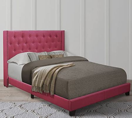 Mattress Firm Avery Upholstered Bed Frame | Full Size | Pink Color