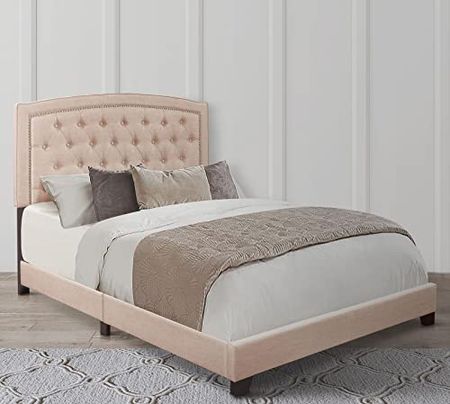 Mattress Firm Linden Upholstered Bed Frame | Queen Size | Beige Color