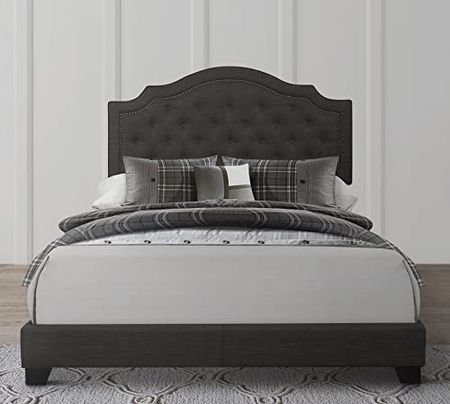 Mattress Firm Harley Upholstered Bed Frame | King Size | Dark Grey Color