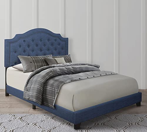 Mattress Firm Harley Upholstered Bed Frame | Queen Size | Blue Color