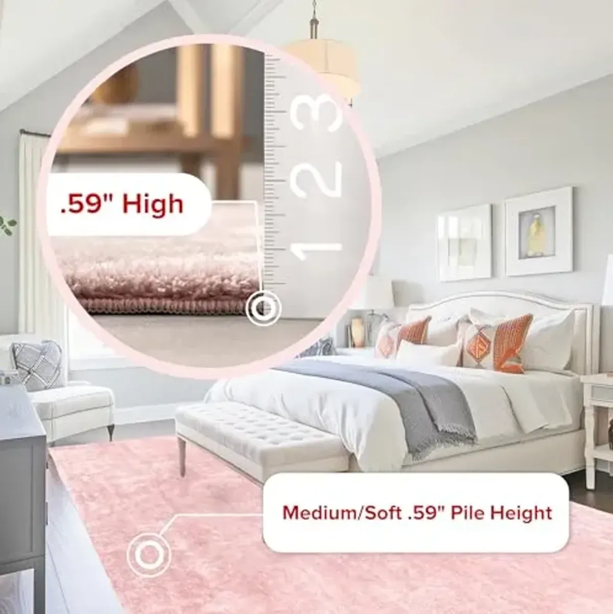 nuLOOM 4' x 6' Cozy Plush SuperiorWash Area Rug, Machine Washable, Non-Slip, Soft Fluffy Shag Carpet for Living Room Bedroom Kids Room Nursery Home Decor, Loni Pink