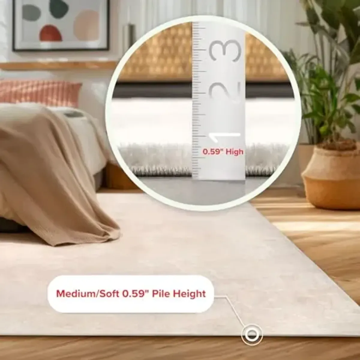 nuLOOM 6' x 9' Cozy Plush SuperiorWash Area Rug, Machine Washable, Non-Slip, Soft Fluffy Shag Carpet for Living Room Bedroom Kids Room Nursery Home Decor, Loni White