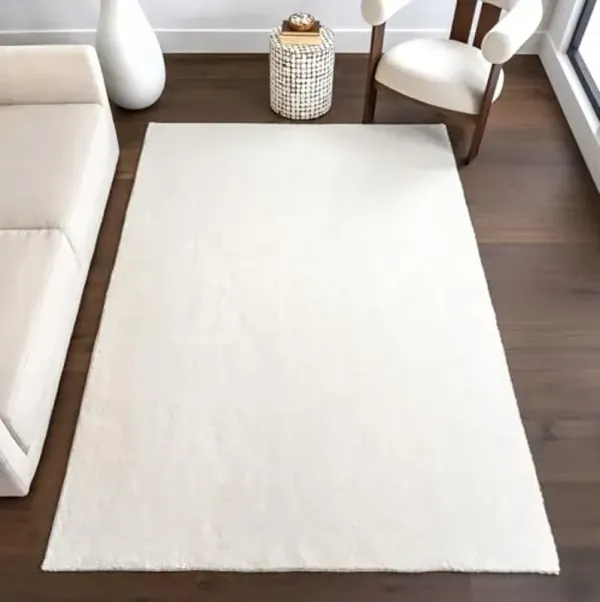 nuLOOM 6' x 9' Cozy Plush SuperiorWash Area Rug, Machine Washable, Non-Slip, Soft Fluffy Shag Carpet for Living Room Bedroom Kids Room Nursery Home Decor, Loni White