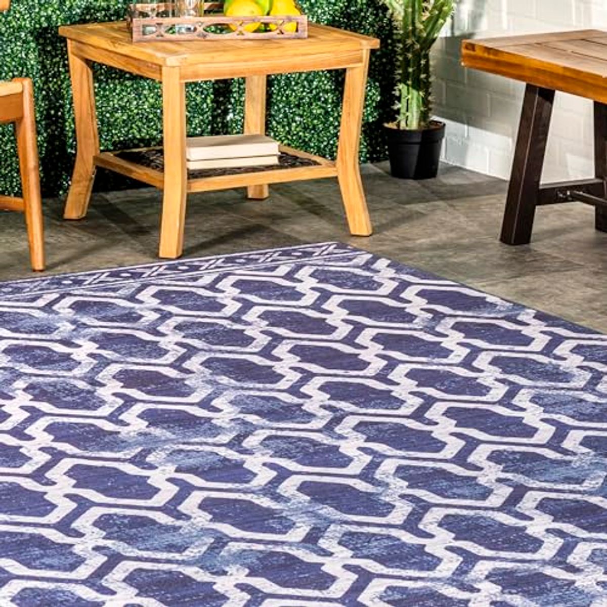 nuLOOM FAE Geometric Machine Washable Indoor/Outdoor Area Rug, 6x9, Blue