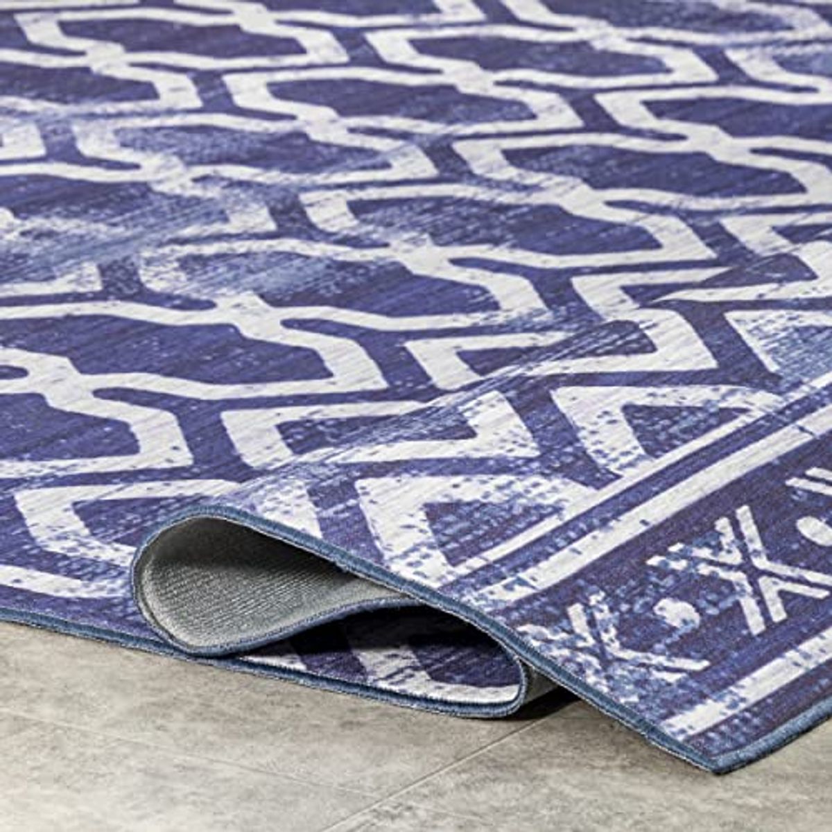 nuLOOM FAE Geometric Machine Washable Indoor/Outdoor Area Rug, 6x9, Blue