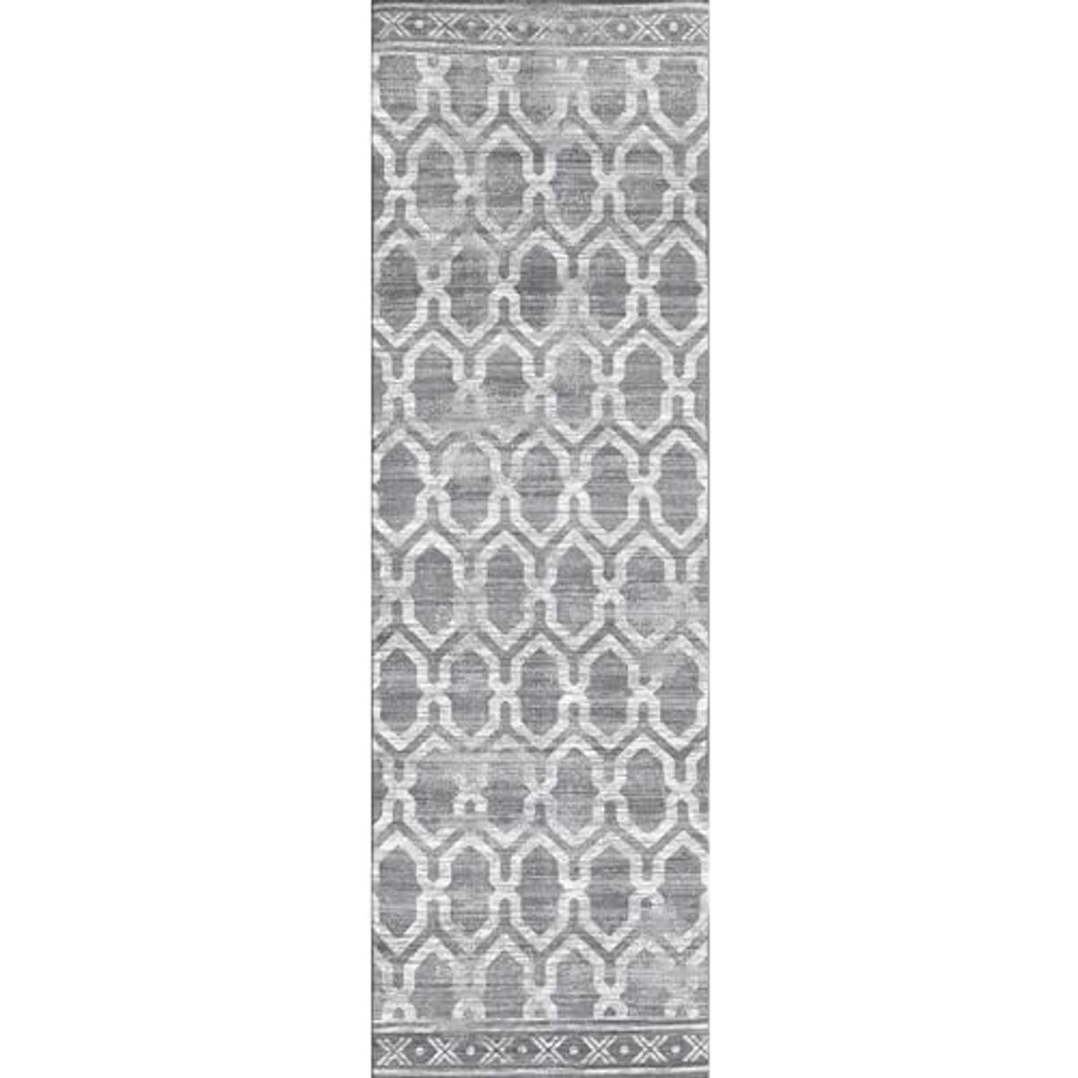 nuLOOM FAE Geometric Machine Washable Indoor/Outdoor Runner Rug, 2' 6" x 8', Gray