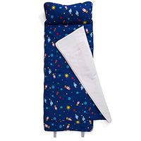 Delta Children Nap Mat with Included Pillow and Blanket for Toddlers and Kids; Features Carry Handle with Strap Closure and Name Tag; Rollup Design is Ideal for Preschool and Daycare, Space