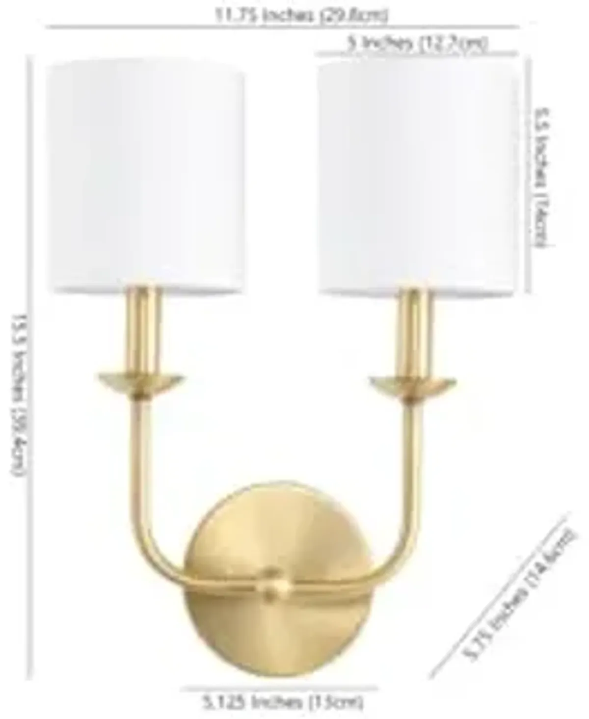 SAFAVIEH Lighting Collection Ferrara Gold/White Shade 2-Light Single Wall Sconce