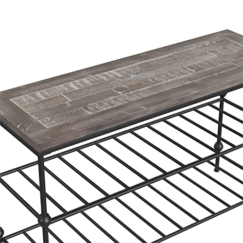 Bassett Mirror Company Emery II Console Table in Gray Wood and Black Metal