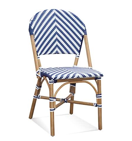 Bassett Mirror 8630-DR-800 Ventana Natural Side Chair White & Blue