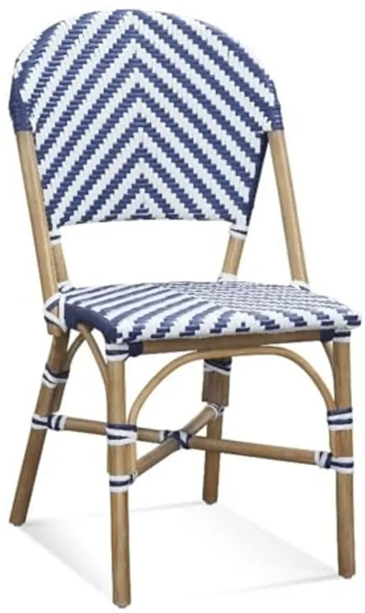 Bassett Mirror Company Ventana Side Chair in Blue and White Rattan