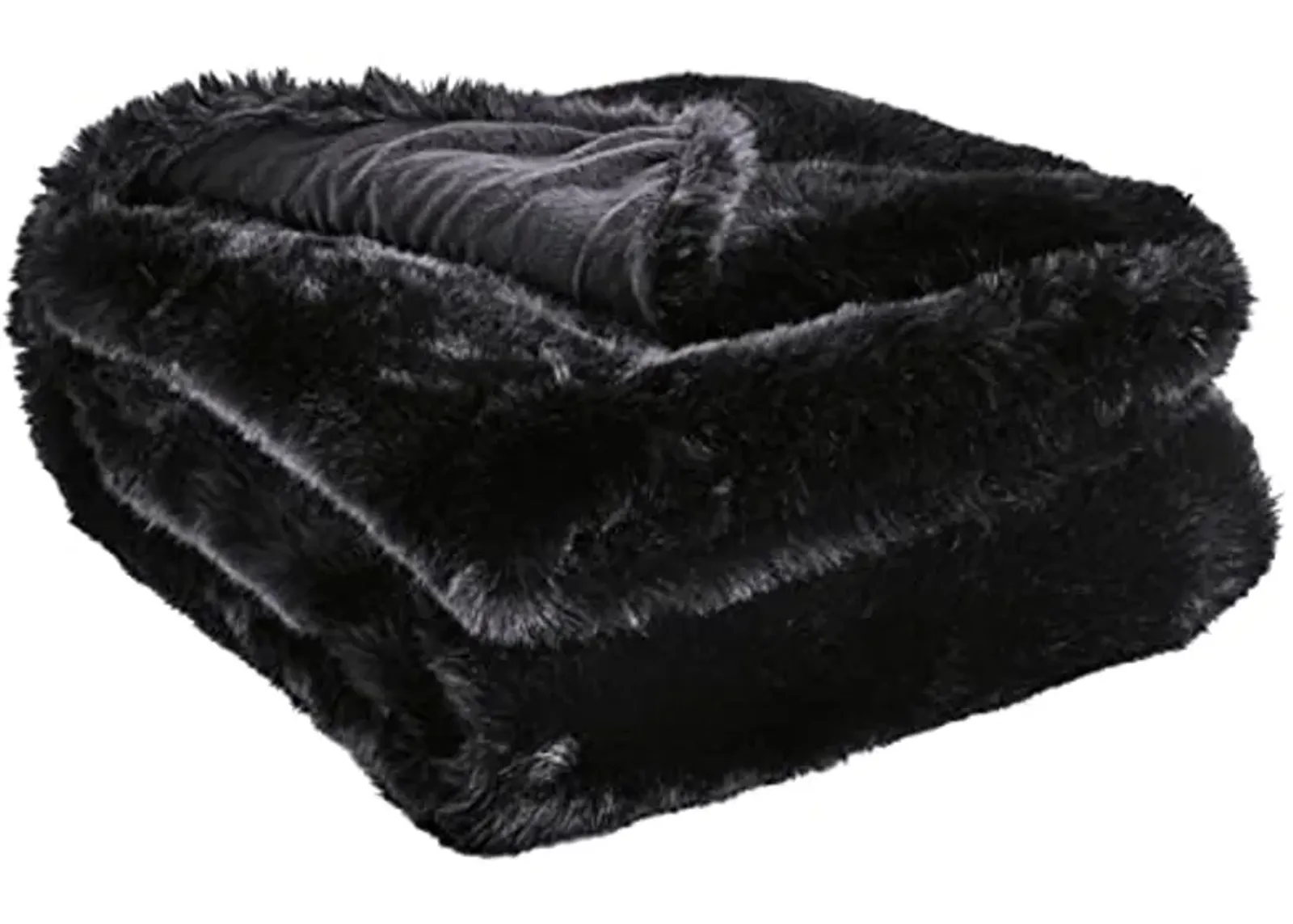 Signature Design by Ashley Gariland Modern Faux Rabbit Fur 50 x 60 Inch Throw Blanket, Black