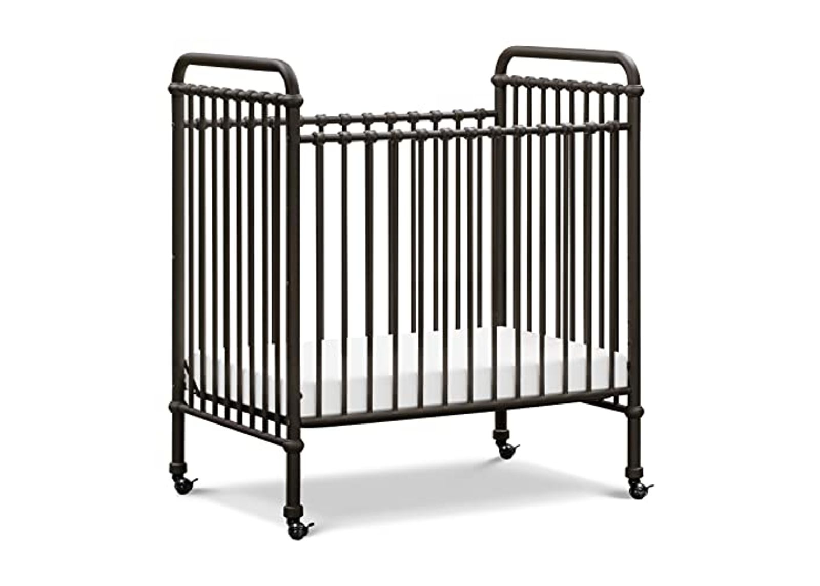 NAMESAKE Abigail 3-in-1 Convertible Mini Metal Crib in Vintage Iron, Greenguard Gold Certified