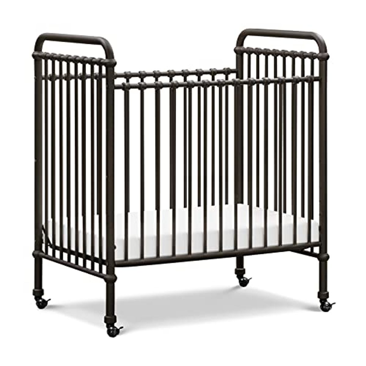 NAMESAKE Abigail 3-in-1 Convertible Mini Metal Crib in Vintage Iron, Greenguard Gold Certified