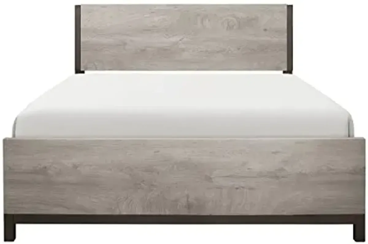 Lexicon Azalea Panel Bed, Queen, Light Gray/Gunmetal