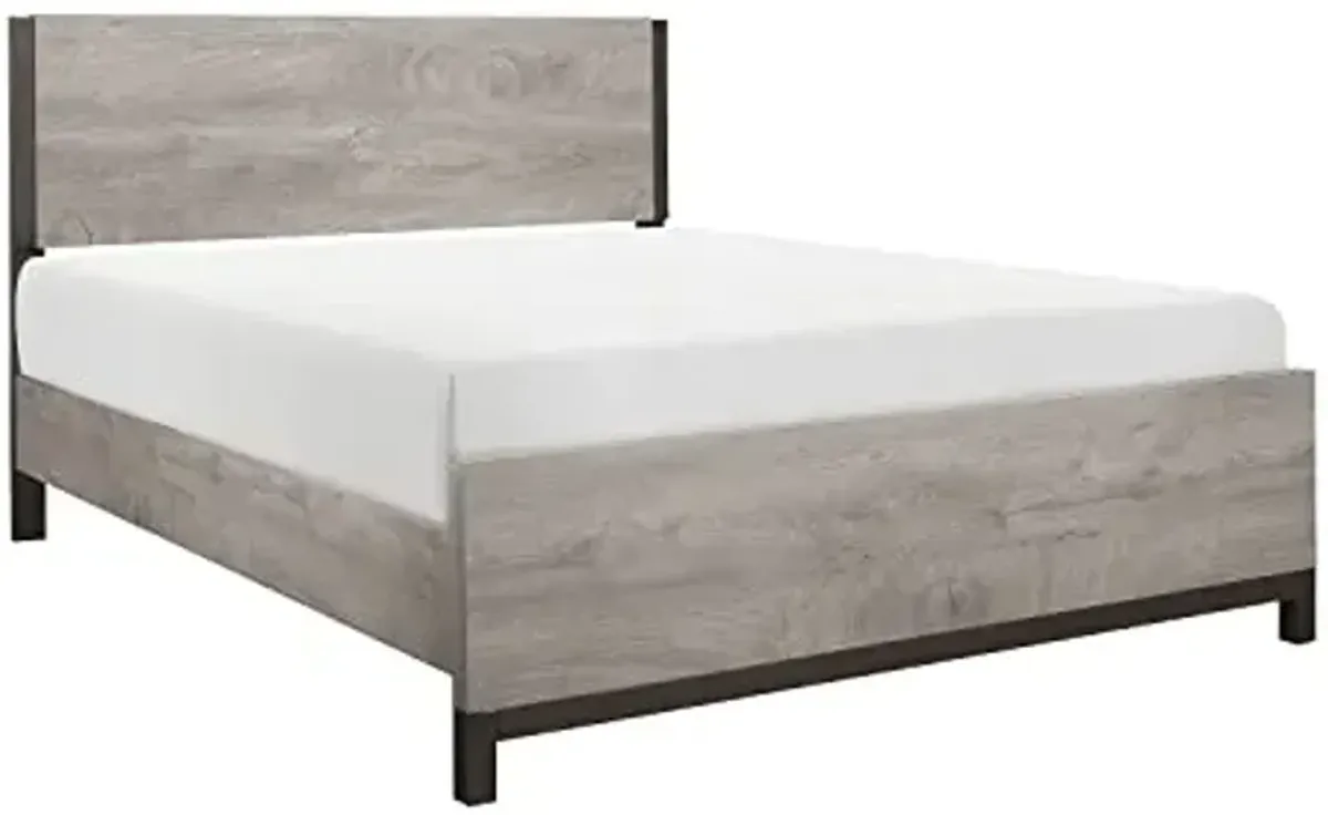Lexicon Azalea Panel Bed, Queen, Light Gray/Gunmetal