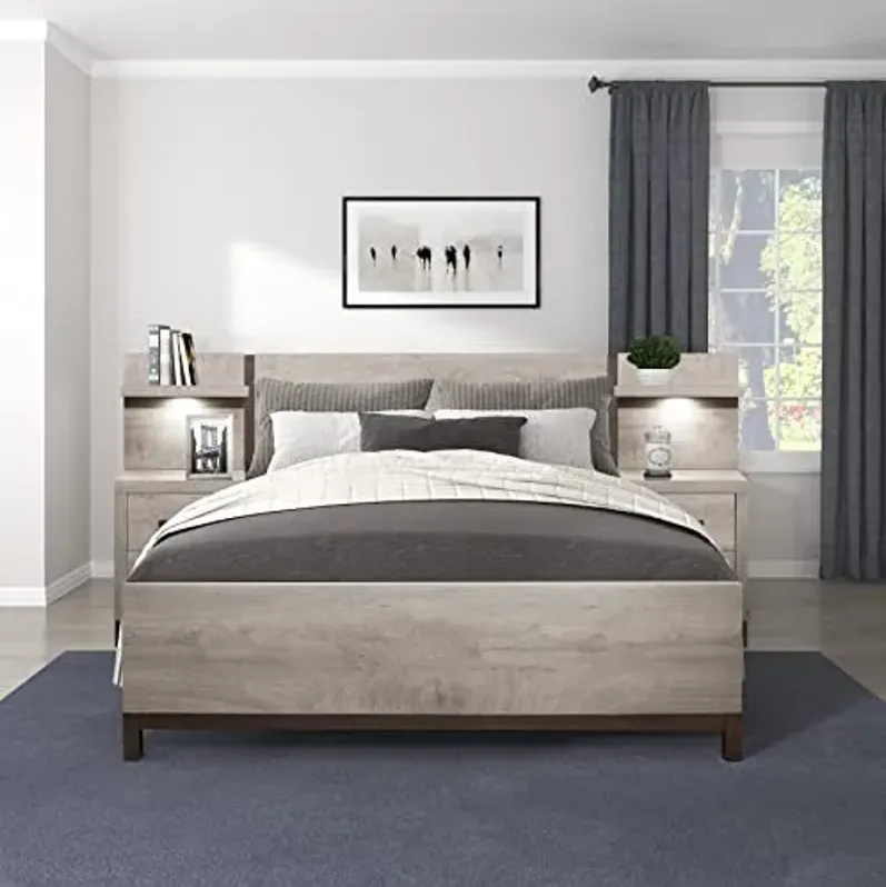 Lexicon Azalea 3-Piece Bedroom Set, Queen, Light Gray/Gunmetal