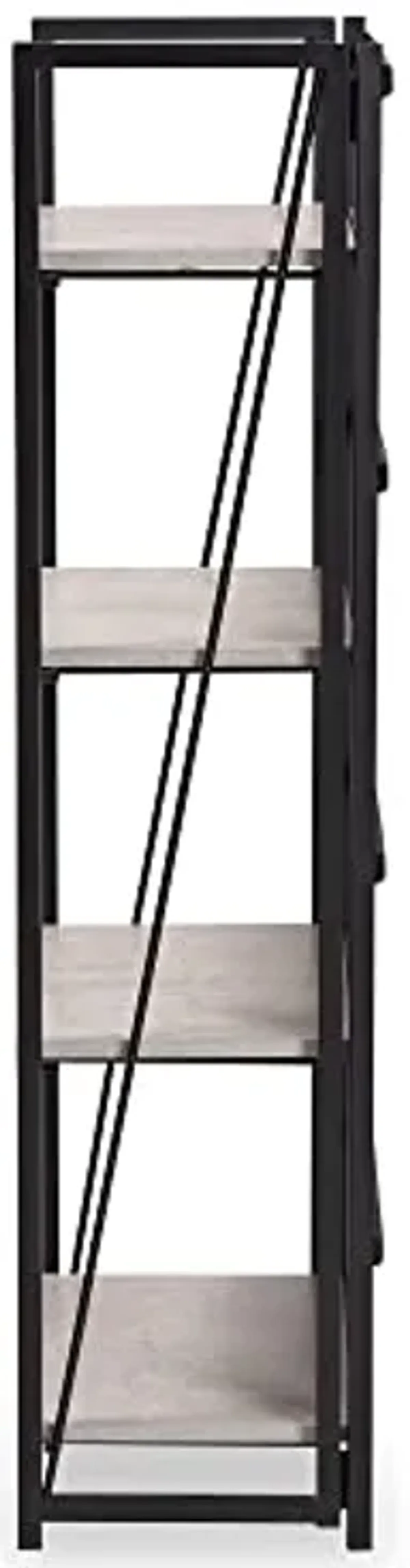 Baxton Studio Lakota Modern Industrial Light Grey Finished Wood and Black Metal 4-Tier Display Shelf