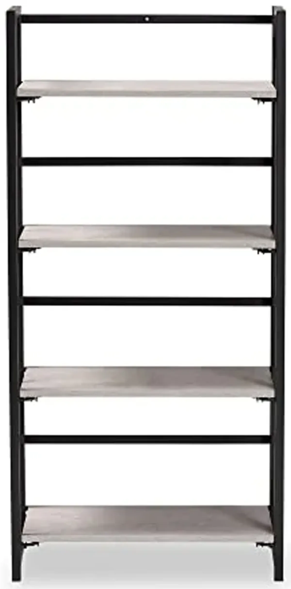 Baxton Studio Lakota Modern Industrial Light Grey Finished Wood and Black Metal 4-Tier Display Shelf