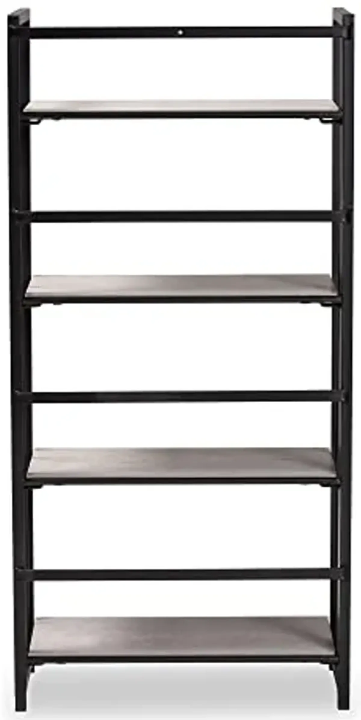 Baxton Studio Lakota Modern Industrial Light Grey Finished Wood and Black Metal 4-Tier Display Shelf