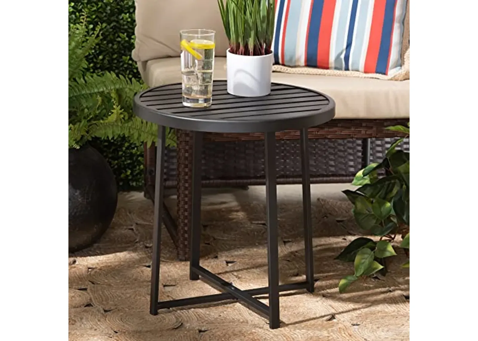 Baxton Studio Sadiya Outdoor Side Tables, Black