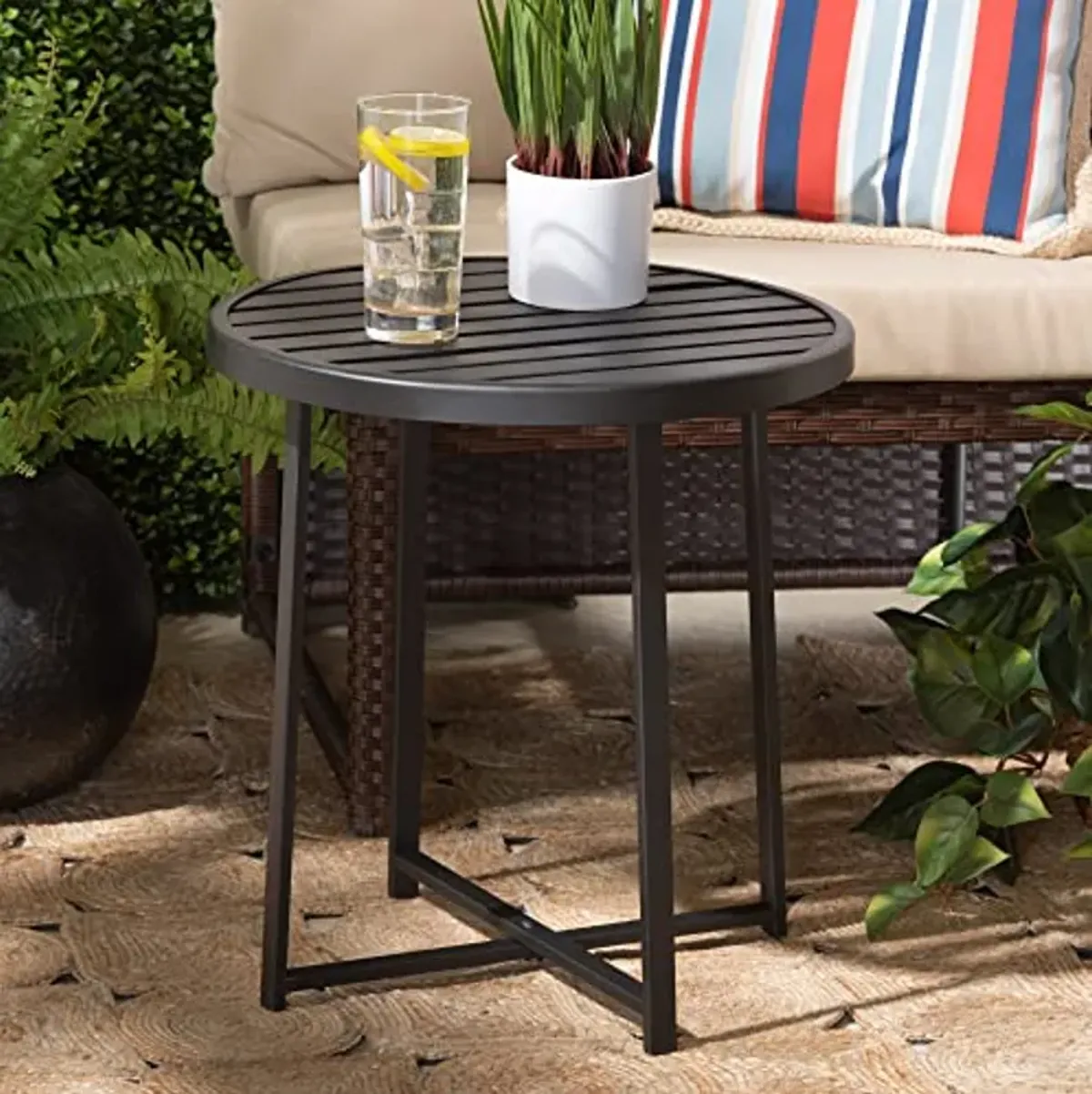 Baxton Studio Sadiya Outdoor Side Tables, Black