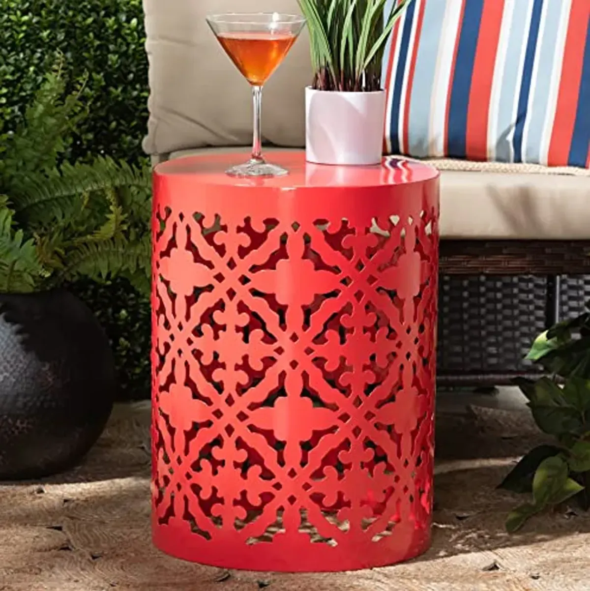 Baxton Studio Jamila Outdoor Side Tables, Red