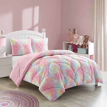 Heritage Kids Super Puffy Ombre Comforter Set, Pink Rainbow, Twin