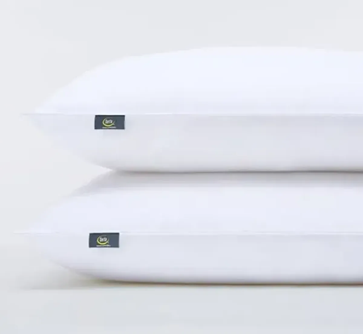 Serta Simply Clean Soft Stain-Resistant Down Alternative Soft/Medium Bed Pillows for Sleeping (2 Pack), Queen, White