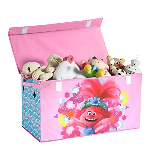 Idea Nuova Trolls 2 Collapsible Children’s Toy Storage Trunk, Durable with Lid