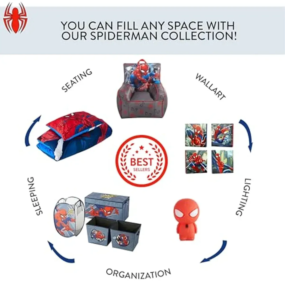 Idea Nuova Spiderman Set of 2 Figural Stackable Storage Set