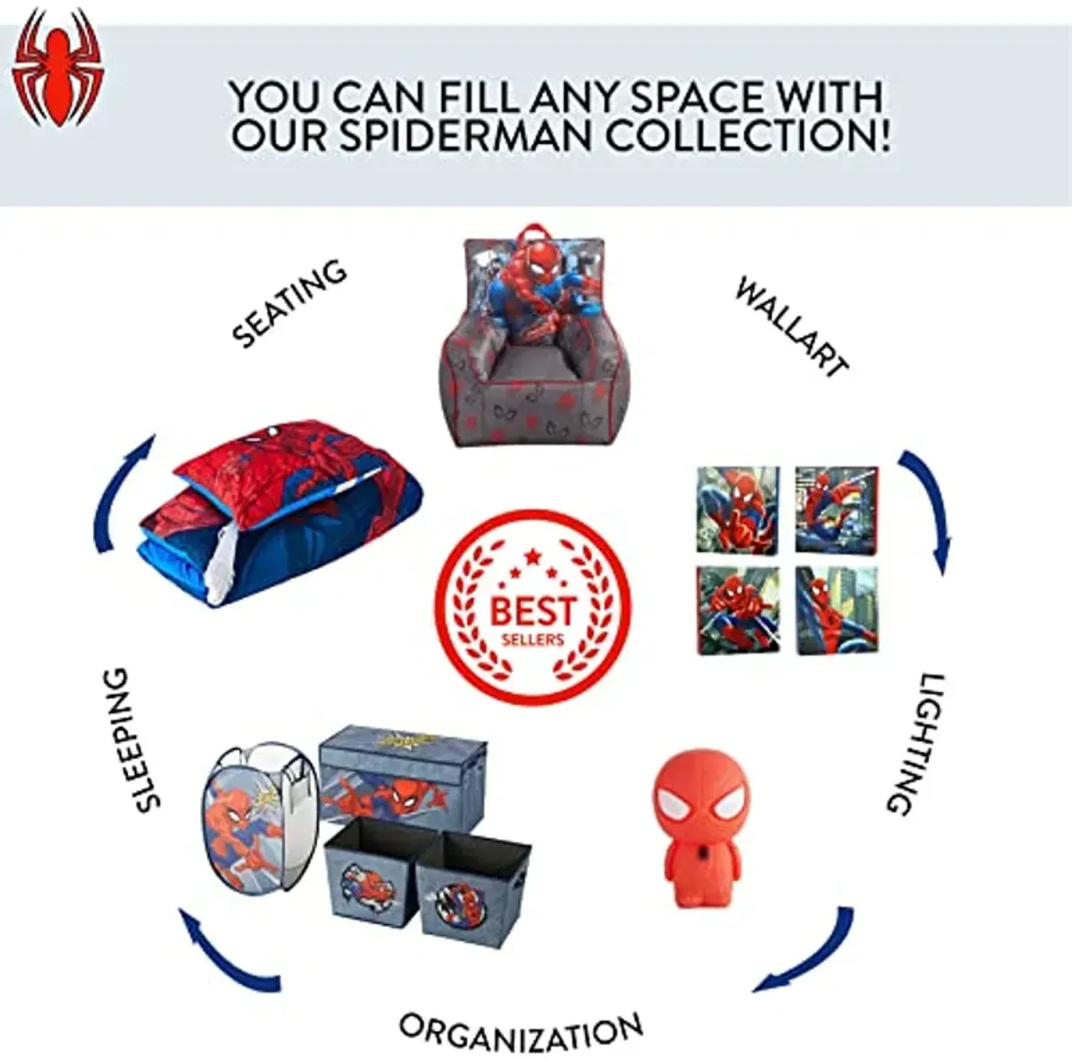 Idea Nuova Spiderman Set of 2 Figural Stackable Storage Set