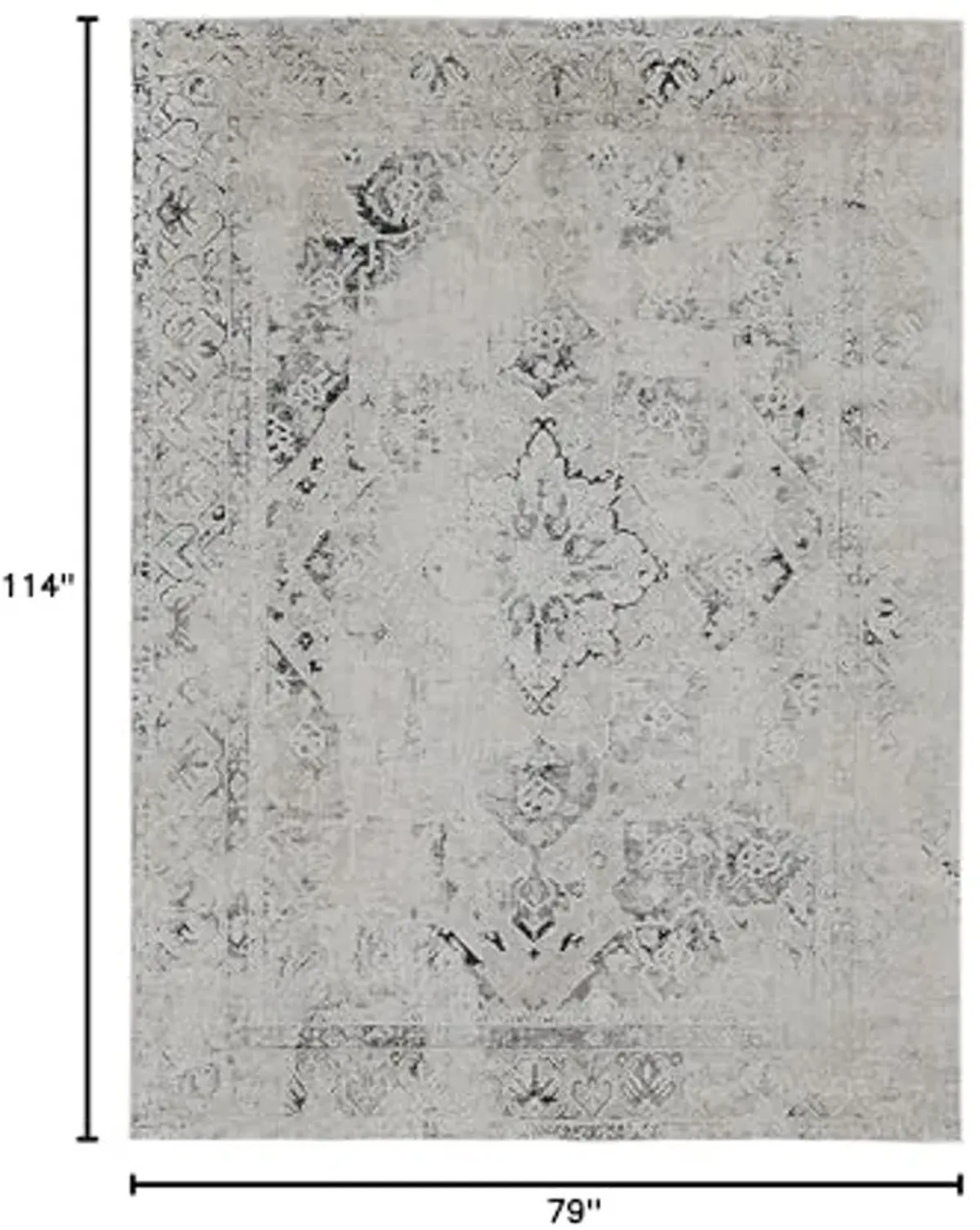 Feizy Rugs - Macklaine Distressed Metallic Rug, Ivory/Silver/Black, 6ft7in x 9ft6in Area Rug