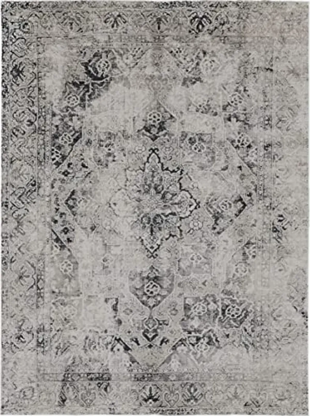 Feizy Rugs - Macklaine Distressed Metallic Rug, Ivory/Silver/Black, 6ft7in x 9ft6in Area Rug