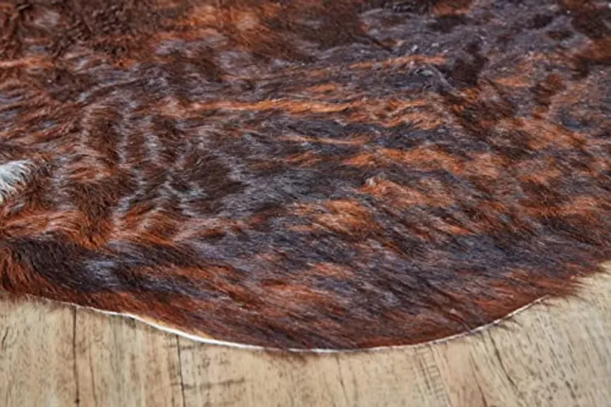 Feizy Rugs - Bartlett Premium On-Hair Cowhide, Brindle Dark Brown, Small