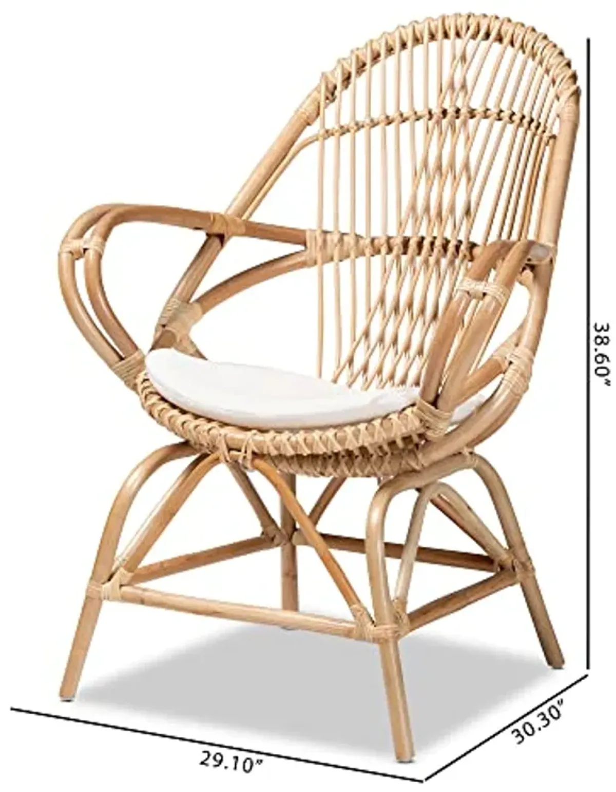 Baxton Studio Jayden Natural Rattan Armchair