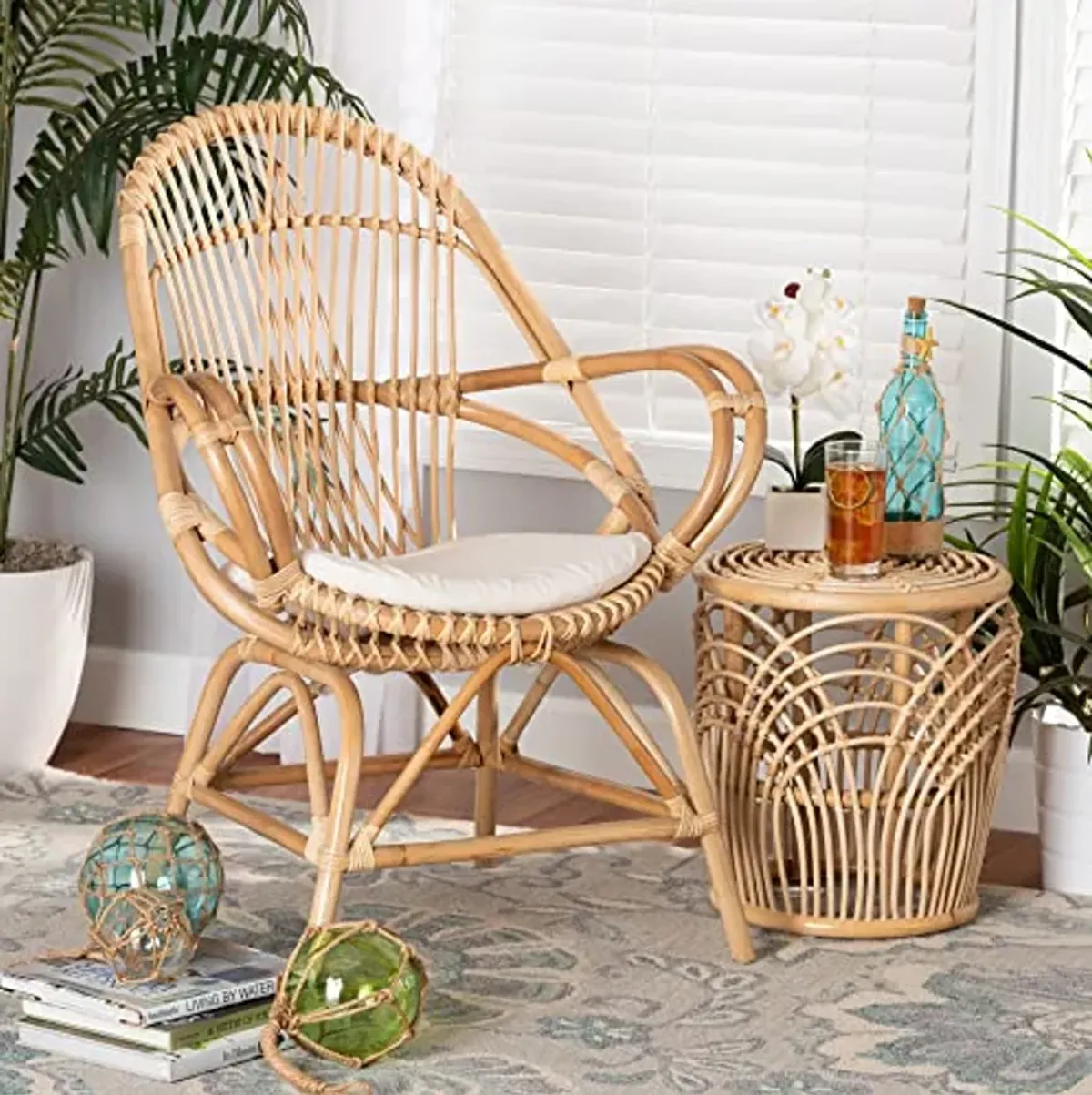 Baxton Studio Jayden Natural Rattan Armchair