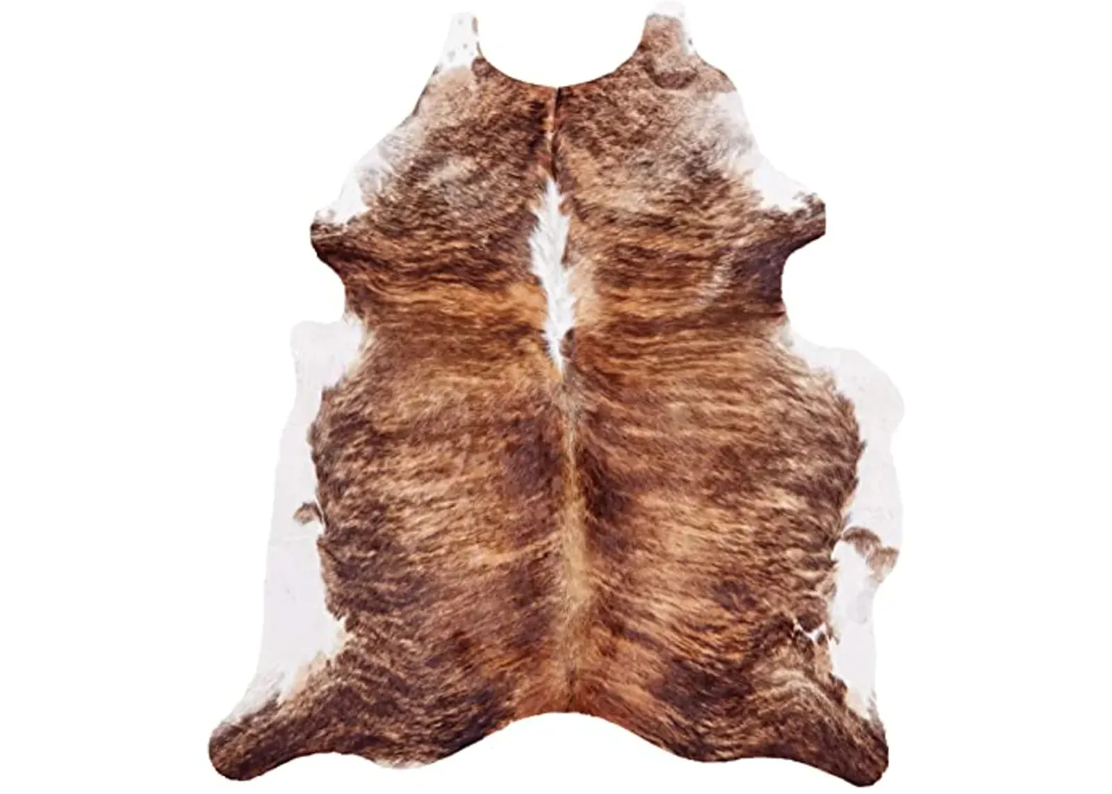 Feizy Rugs - Bartlett Premium On-Hair Cowhide, Brindle Light Brown with White, Large, Shaped