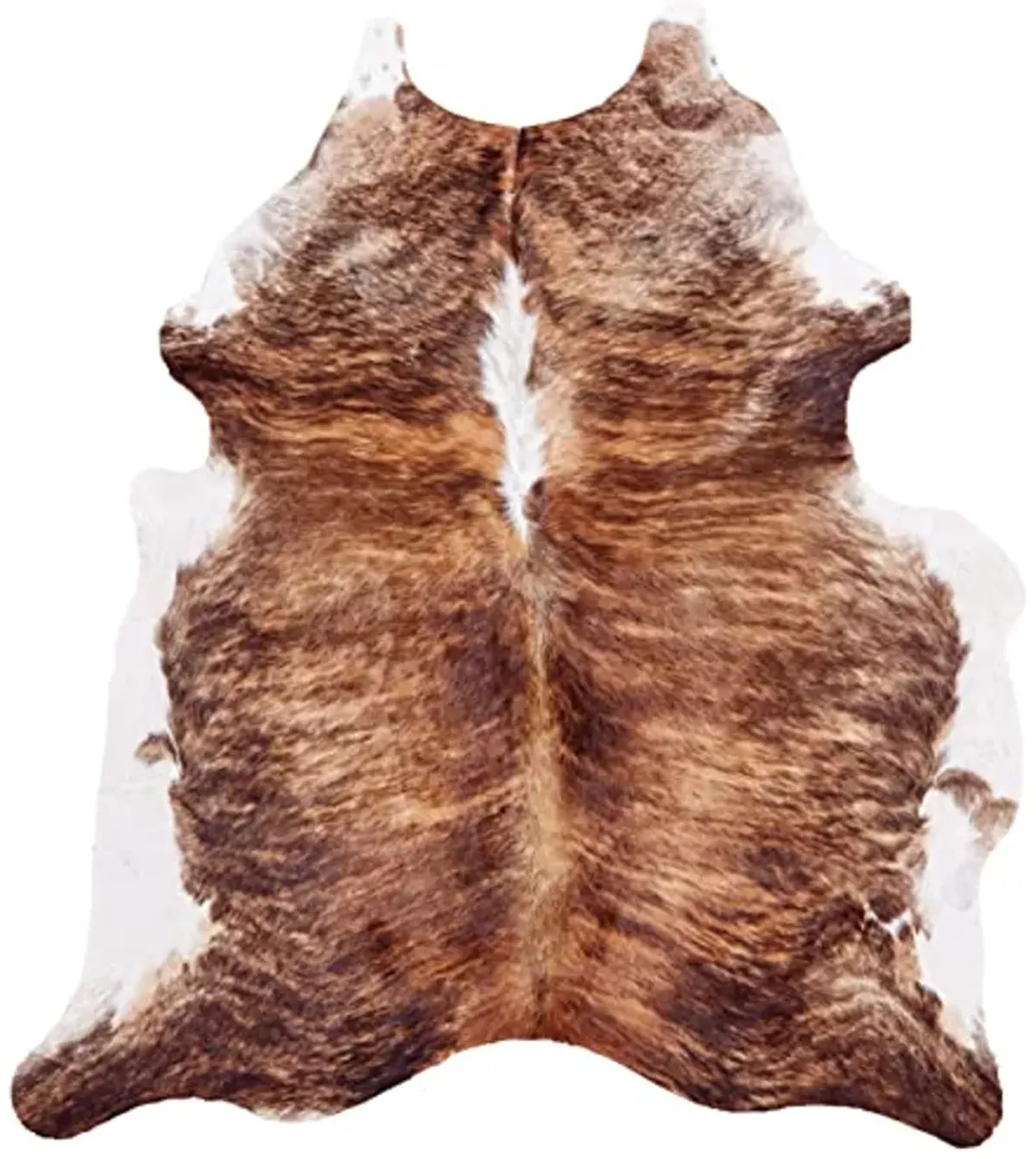 Feizy Rugs - Bartlett Premium On-Hair Cowhide, Brindle Light Brown with White, Large, Shaped