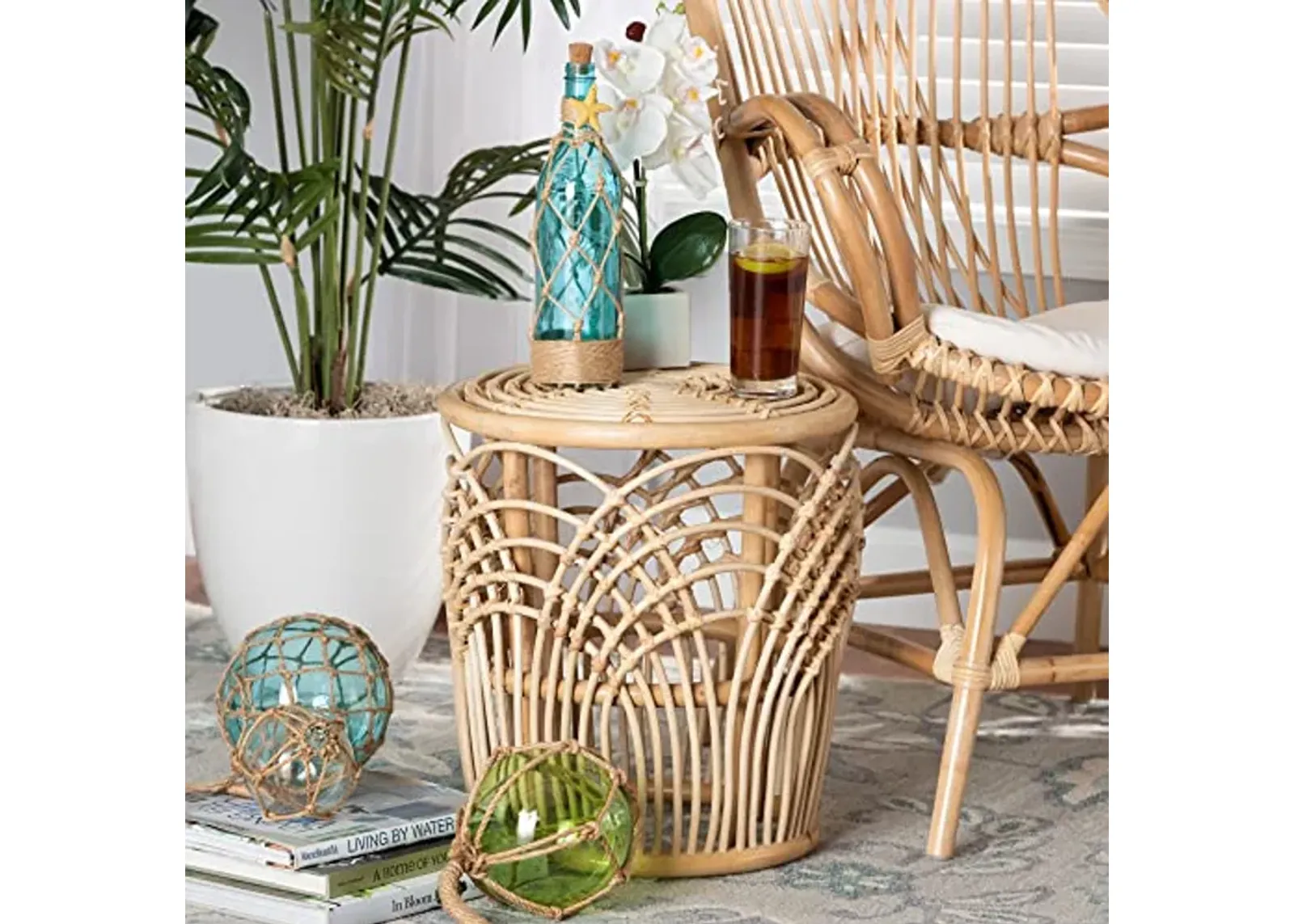 Baxton Studio Edena Natural Rattan End Table